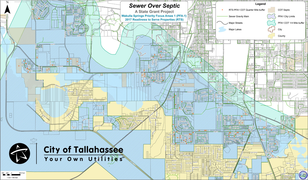 A map of the Sewer Over Septic priority area