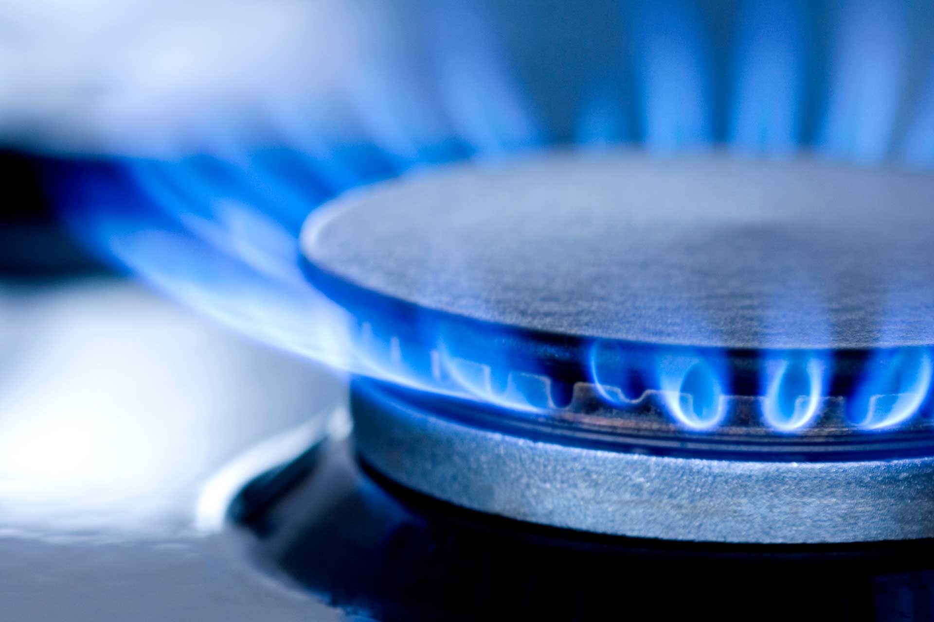 Closeup image of a gas range burner.